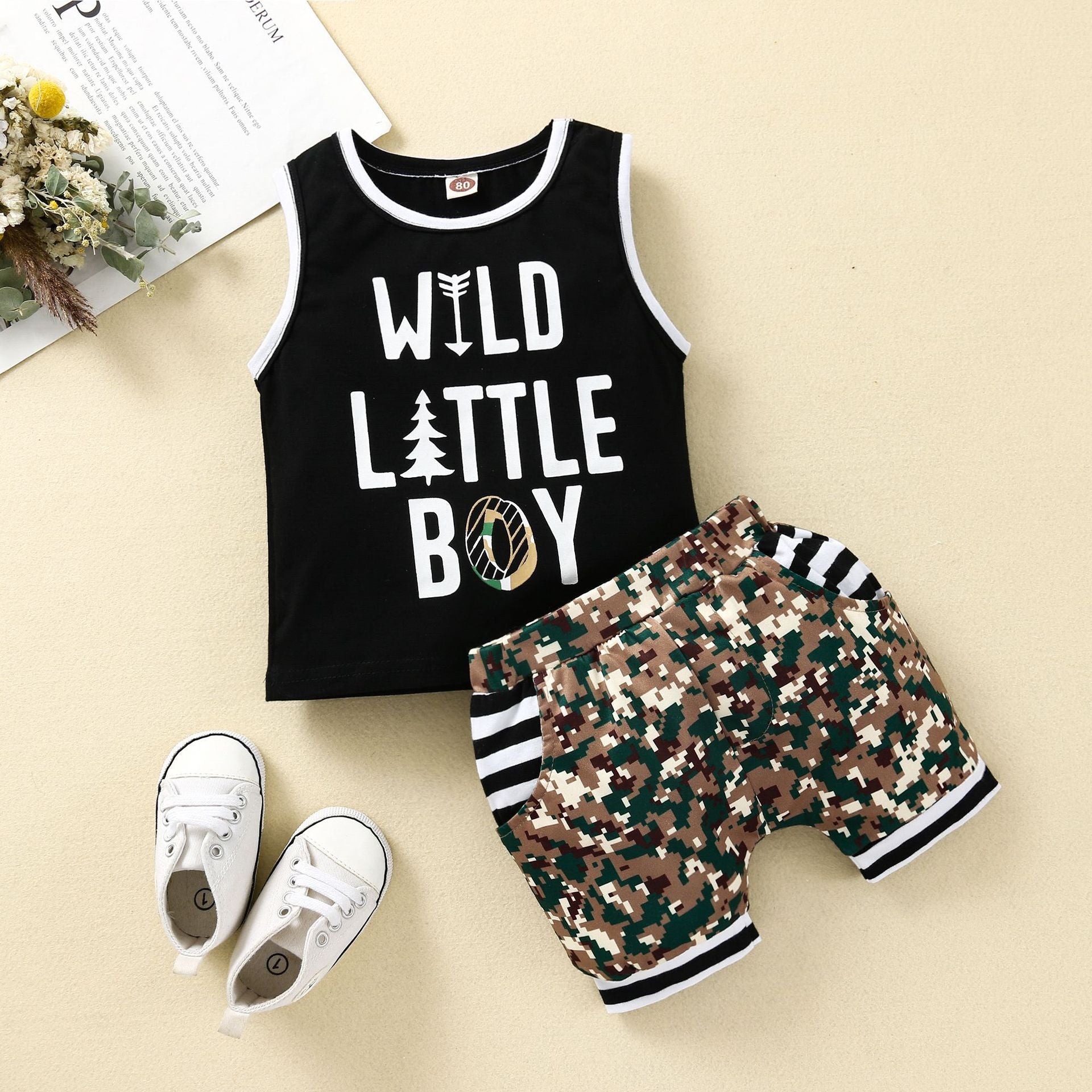 Fashion And Simple Children's Vest Camouflage Suit