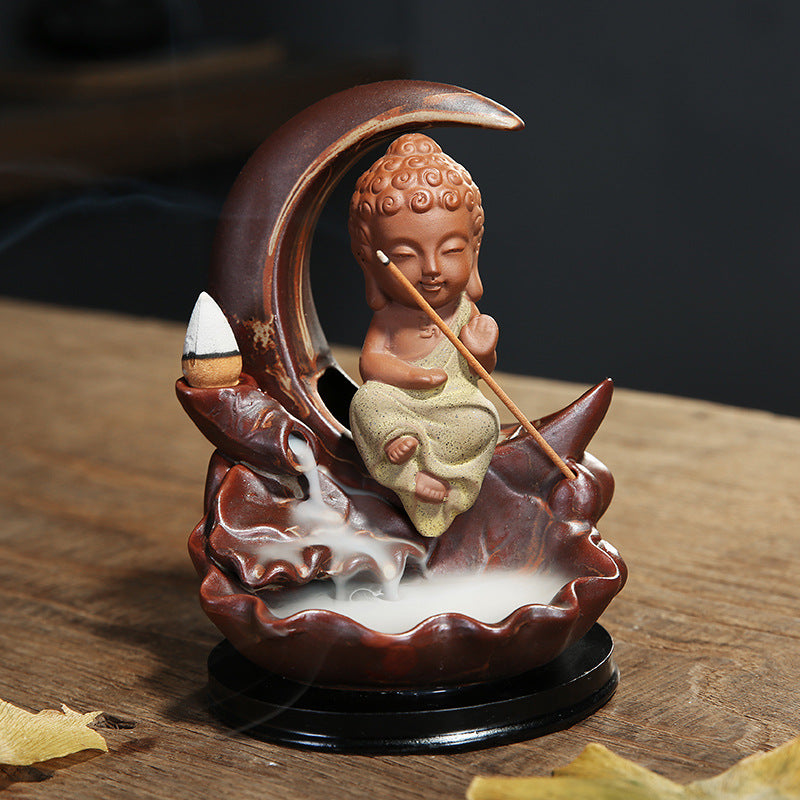 Tathagata Little Monk Sandalwood Incense Burner Agarwood Incense Stick Indoor Incense Road Decoration - Babbazon meditation