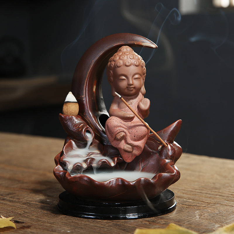 Tathagata Little Monk Sandalwood Incense Burner Agarwood Incense Stick Indoor Incense Road Decoration - Babbazon meditation