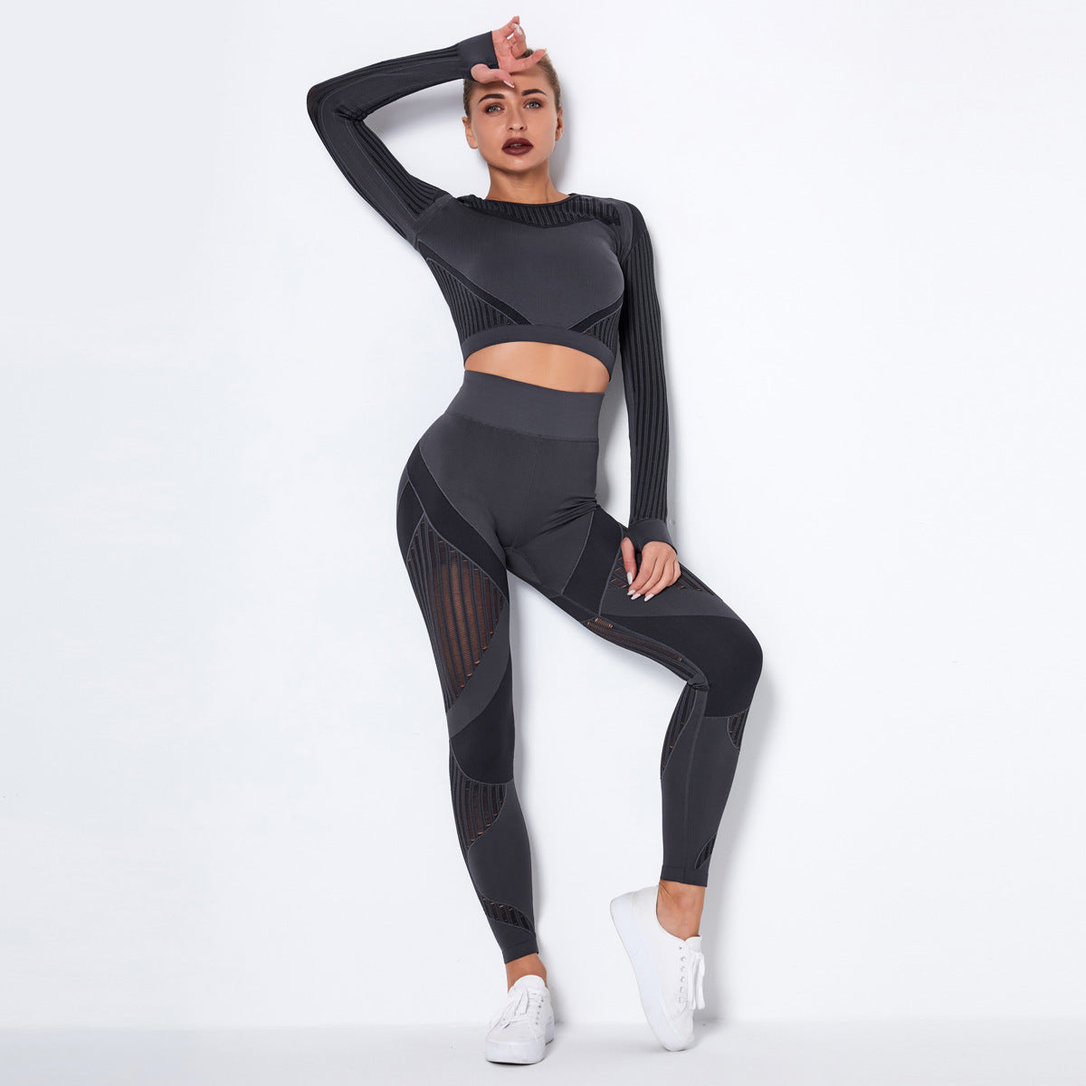 Seamless Knitted Absorbent Yoga Long-Sleeved Suit Yoga Wearsuit 