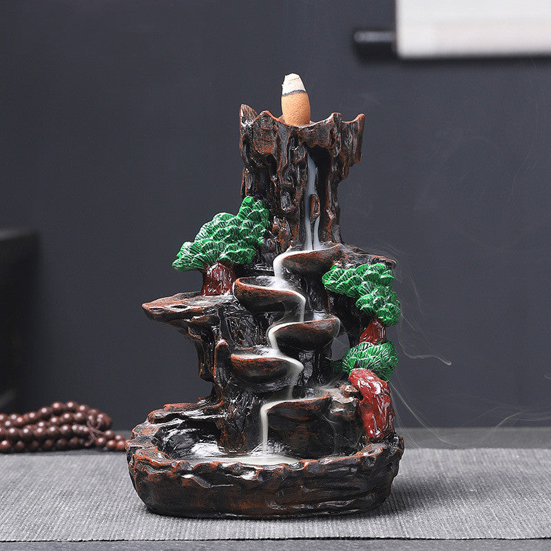 Resin High Mountain Flowing Water Backflow Incense Burner To Watch Flowing Cloud Sandalwood Creative Rockery Incense Burner