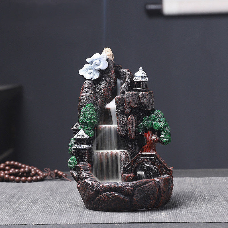 Resin High Mountain Flowing Water Backflow Incense Burner To Watch Flowing Cloud Sandalwood Creative Rockery Incense Burner