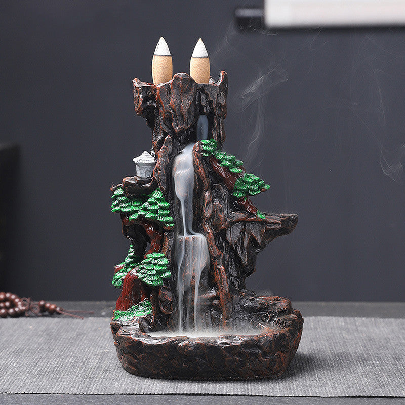 Resin High Mountain Flowing Water Backflow Incense Burner To Watch Flowing Cloud Sandalwood Creative Rockery Incense Burner