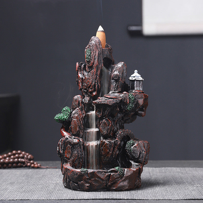 Resin High Mountain Flowing Water Backflow Incense Burner To Watch Flowing Cloud Sandalwood Creative Rockery Incense Burner