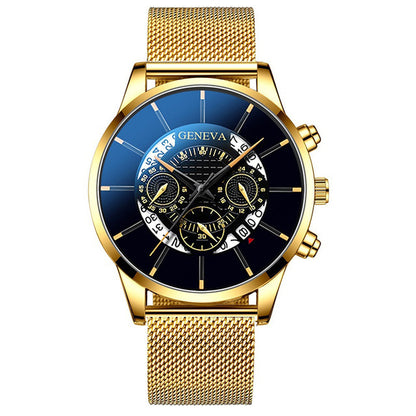 Mesh Strap Quartz Watch Alloy Business Calendar Men's Watch