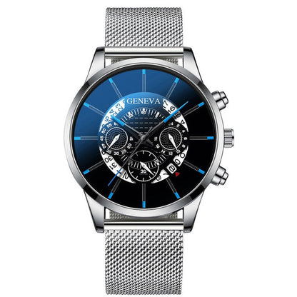 Mesh Strap Quartz Watch Alloy Business Calendar Men's Watch