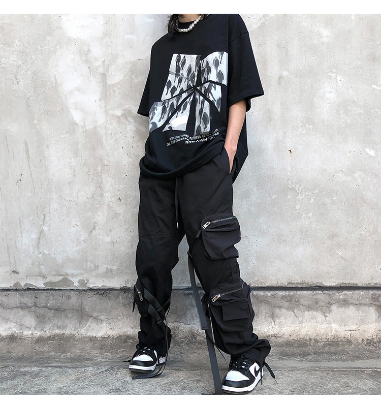 Design Sense Vibe Wind Fried Street Overalls Male Ins High Street Streamer Pants Handsome Trousers