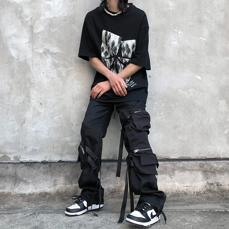 Design Sense Vibe Wind Fried Street Overalls Male Ins High Street Streamer Pants Handsome Trousers