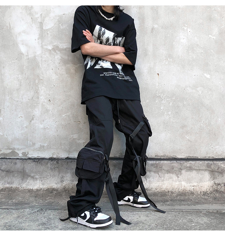 Design Sense Vibe Wind Fried Street Overalls Male Ins High Street Streamer Pants Handsome Trousers