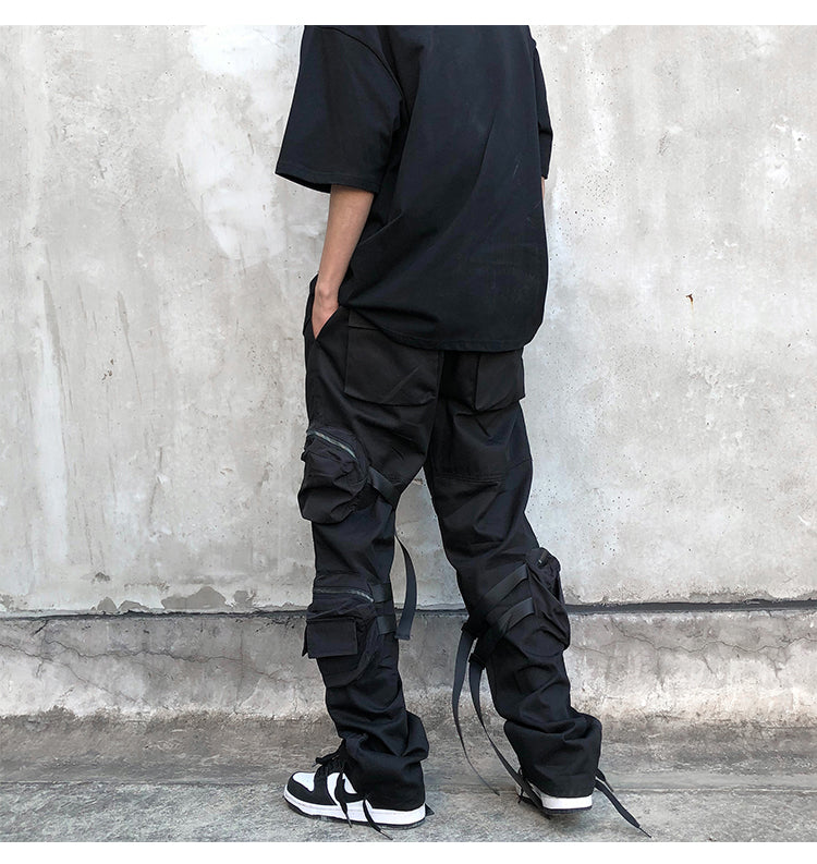 Design Sense Vibe Wind Fried Street Overalls Male Ins High Street Streamer Pants Handsome Trousers