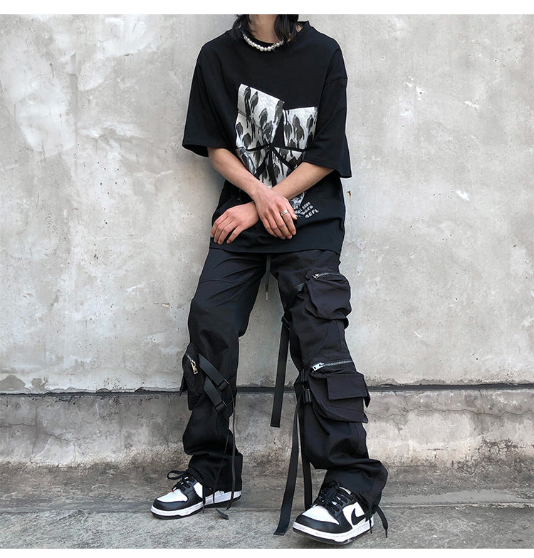 Design Sense Vibe Wind Fried Street Overalls Male Ins High Street Streamer Pants Handsome Trousers