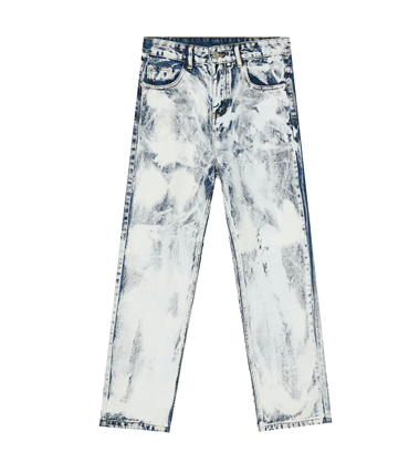 Tie-Dye White High Street Straight Slim Casual Trousers