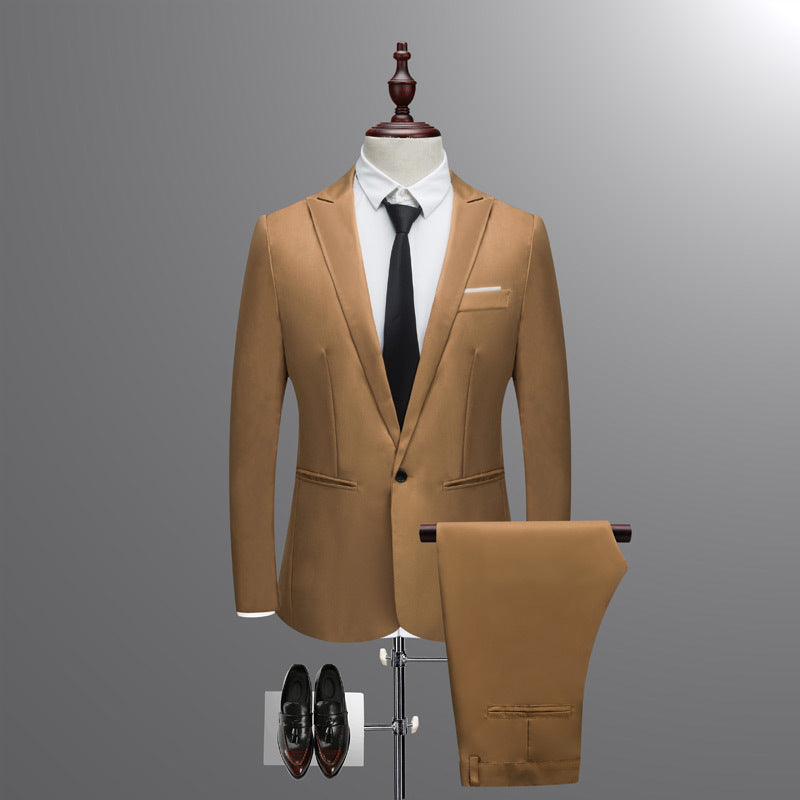 Casual Business Suit Two-piece Korean Style Slim Men's Suit 