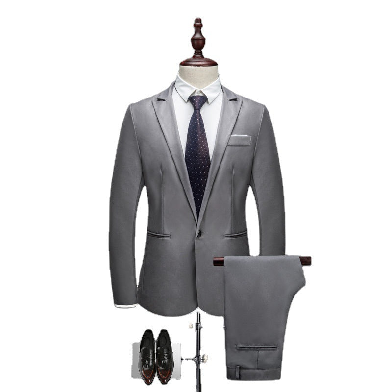 Casual Business Suit Two-piece Korean Style Slim Men's Suit 