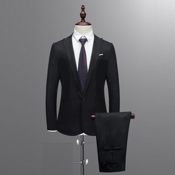 Casual Business Suit Two-piece Korean Style Slim Men's Suit 