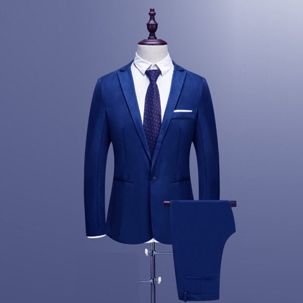 Casual Business Suit Two-piece Korean Style Slim Men's Suit 