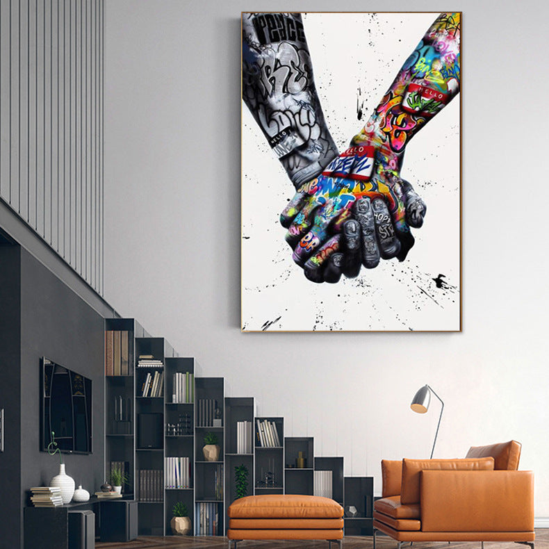 Holding Hands Graffiti Paintings Abstract Art Holding Hands