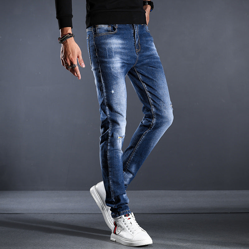 Jeans Men's Four Seasons Slim Fit Hole