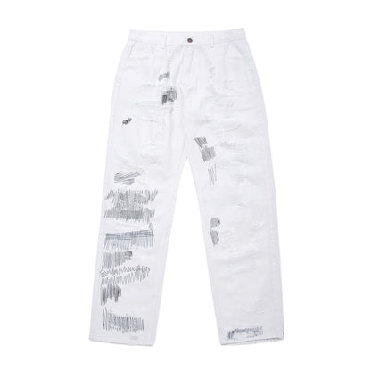 7tt Original National Chaogao Street Cut Loose Straight Jeans Men''s Wide Leg High Waist Versatile Casual Pants