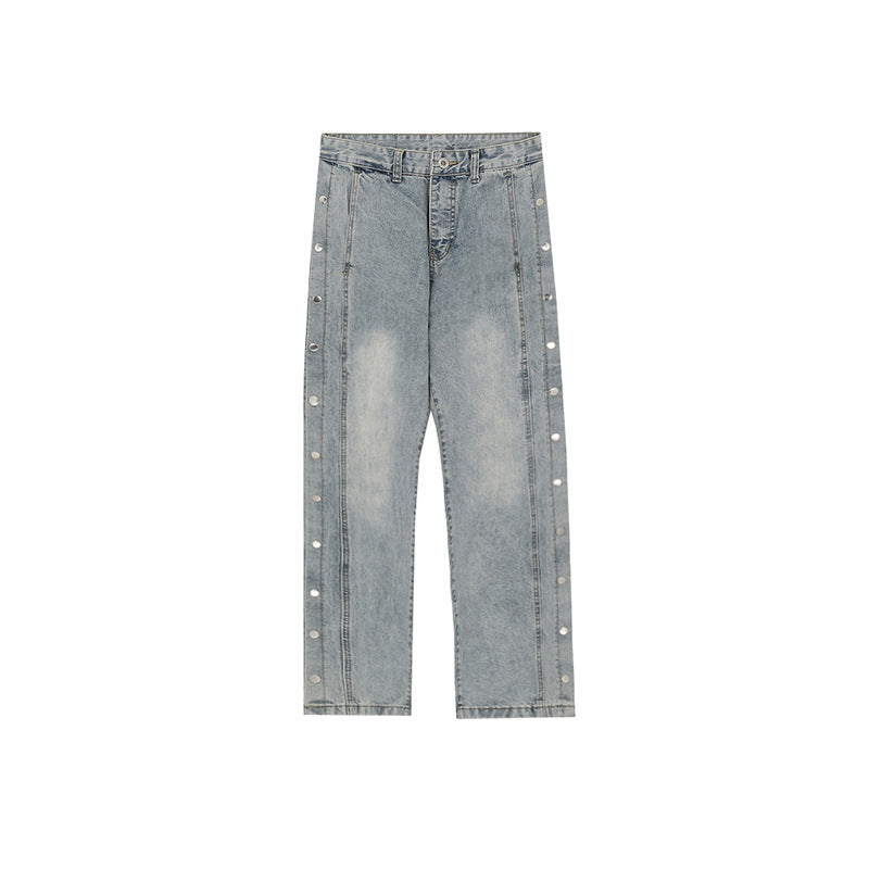 Side Full-breasted Trousers Slim-fit Trendy Jeans