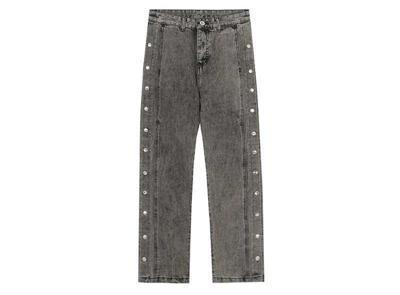 Side Full-breasted Trousers Slim-fit Trendy Jeans