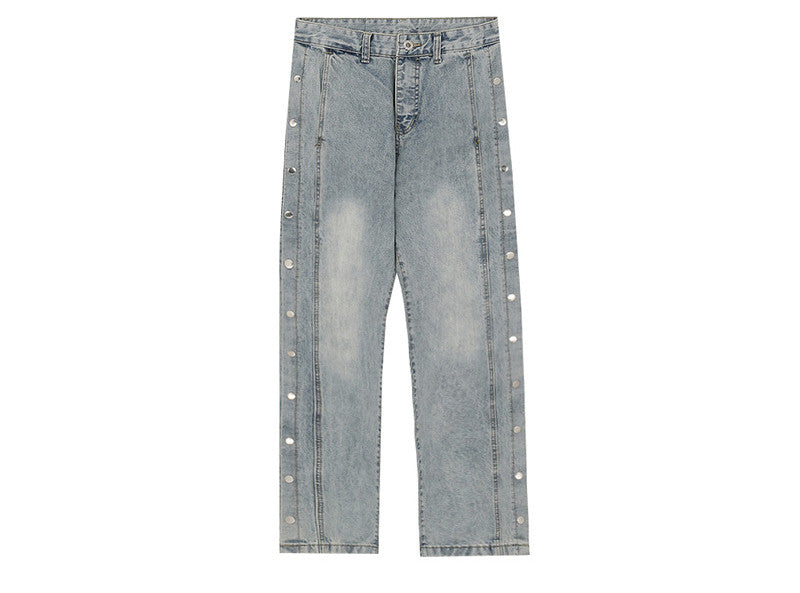 Side Full-breasted Trousers Slim-fit Trendy Jeans