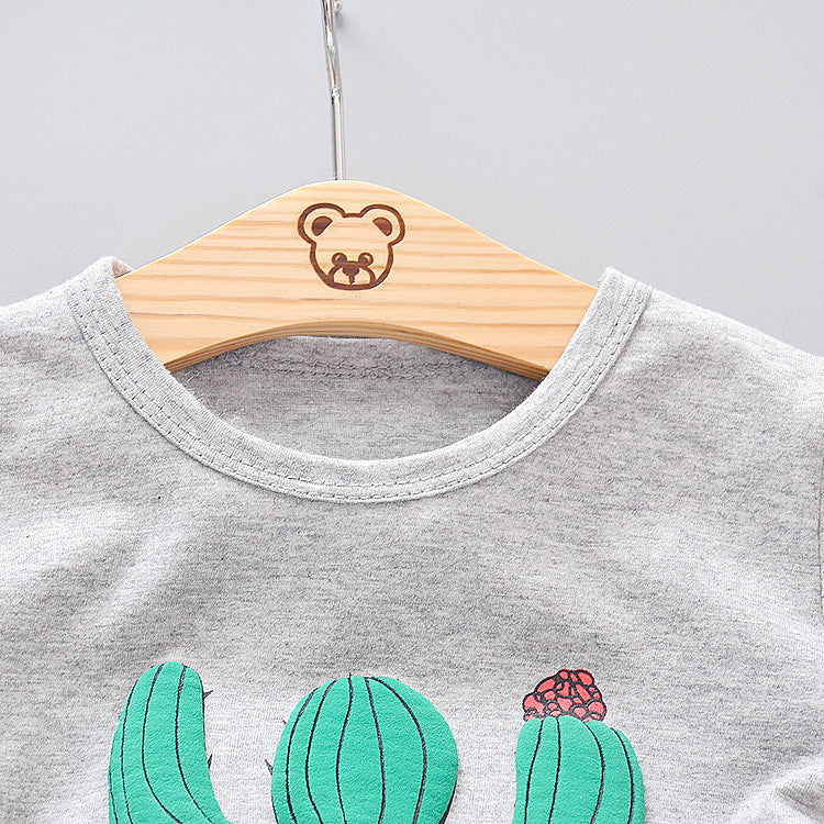 Cartoon Cactus T-shirt Children's Suit New Children's Short-sleeved Shorts Two-piece Suit