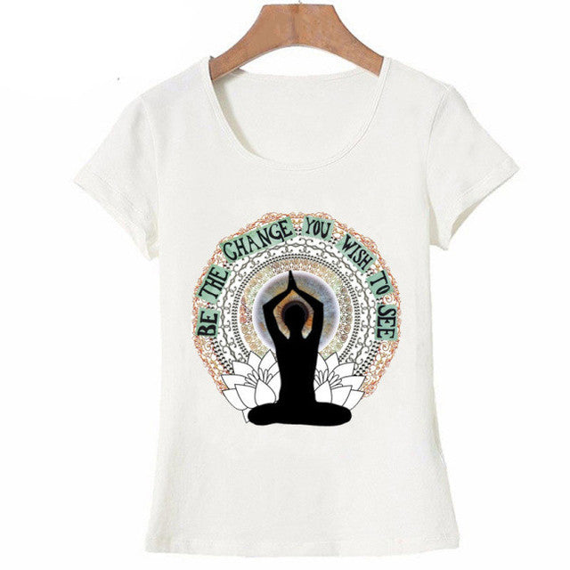 New Women T-shirts Casual Harajuku Buddha Mandala Lotus