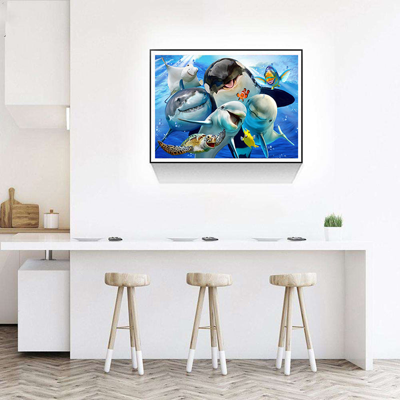 Diamond Painting Full SquareRound Daimond Painting Dolphins Turtle Mosaic Rhinestone Embroidery Children Gift