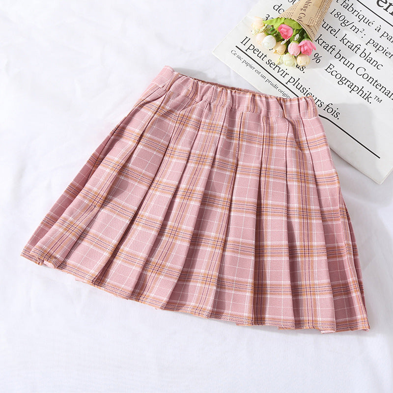 Children's College Style Big Boy Western Style All-match Plaid Skirt