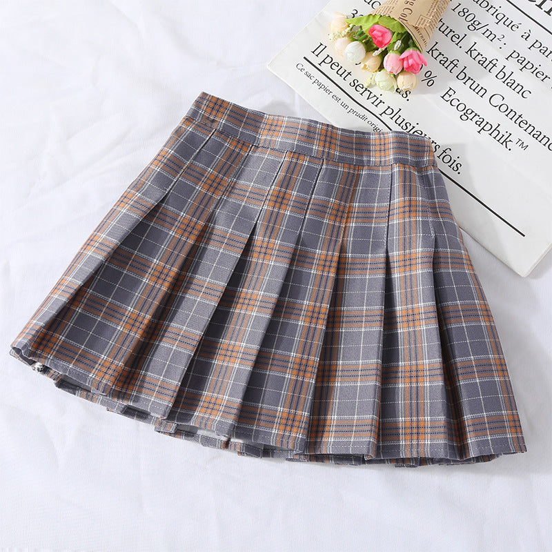 Children's College Style Big Boy Western Style All-match Plaid Skirt