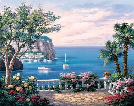 RUOPOTY Sea scenery DIY oil Painting By Numbers Kit acrylic paint by numbers art work diy Paintings art on canvas