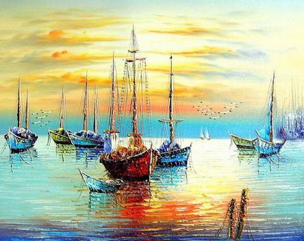 RUOPOTY Sea scenery DIY oil Painting By Numbers Kit acrylic paint by numbers art work diy Paintings art on canvas