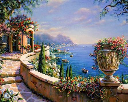 RUOPOTY Sea scenery DIY oil Painting By Numbers Kit acrylic paint by numbers art work diy Paintings art on canvas