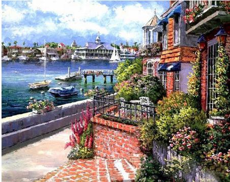 RUOPOTY Sea scenery DIY oil Painting By Numbers Kit acrylic paint by numbers art work diy Paintings art on canvas