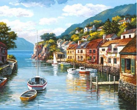 RUOPOTY Sea scenery DIY oil Painting By Numbers Kit acrylic paint by numbers art work diy Paintings art on canvas