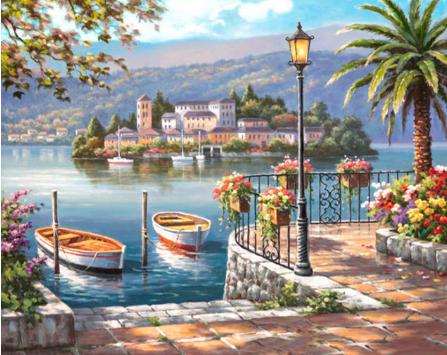 RUOPOTY Sea scenery DIY oil Painting By Numbers Kit acrylic paint by numbers art work diy Paintings art on canvas