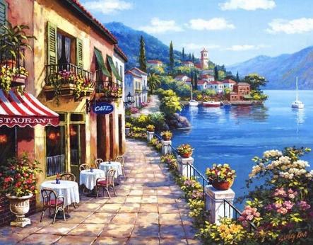 RUOPOTY Sea scenery DIY oil Painting By Numbers Kit acrylic paint by numbers art work diy Paintings art on canvas