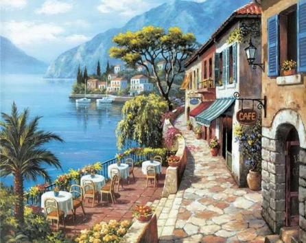 RUOPOTY Sea scenery DIY oil Painting By Numbers Kit acrylic paint by numbers art work diy Paintings art on canvas