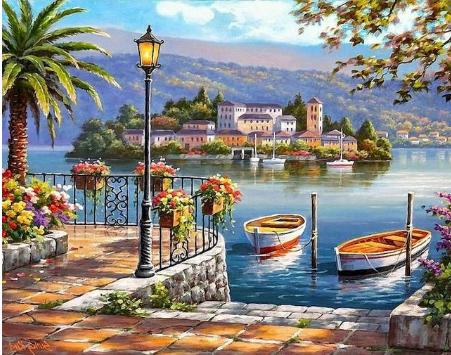 RUOPOTY Sea scenery DIY oil Painting By Numbers Kit acrylic paint by numbers art work diy Paintings art on canvas