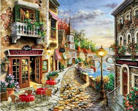 RUOPOTY Sea scenery DIY oil Painting By Numbers Kit acrylic paint by numbers art work diy Paintings art on canvas