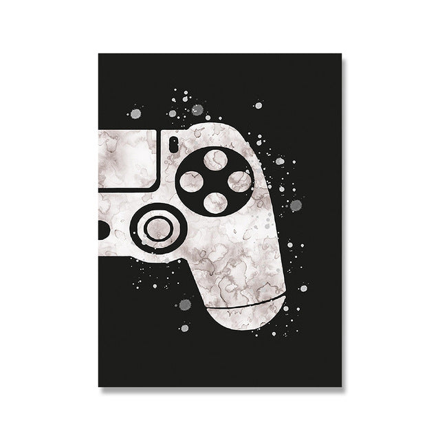 Boys Play Posters Watercolor Paintings Gamepads