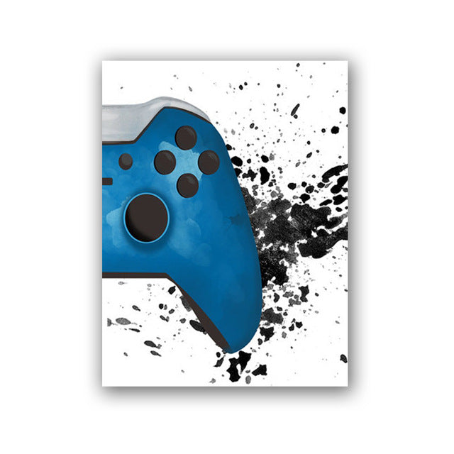 Boys Play Posters Watercolor Paintings Gamepads