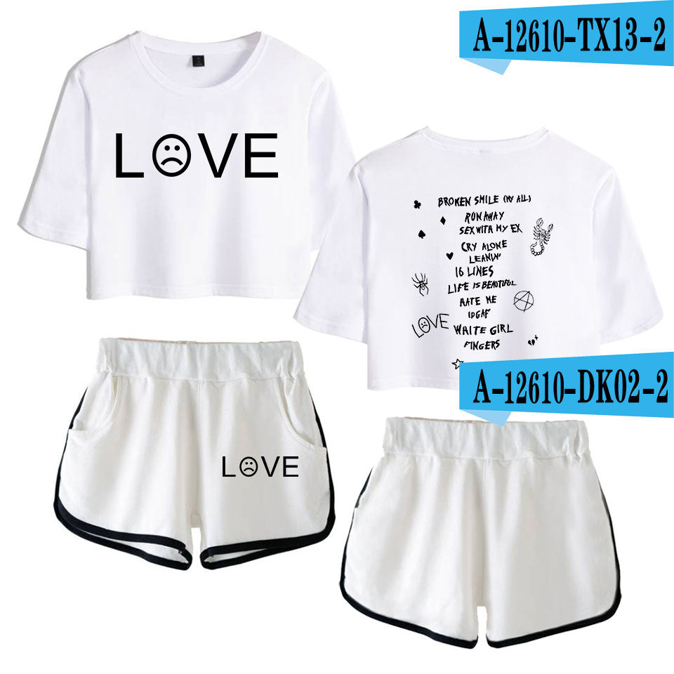 Trendy And Fashionable Women's Short-sleeved Short-sleeved Shorts Suit