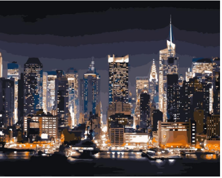 Manhattan New York Night Scene Painting