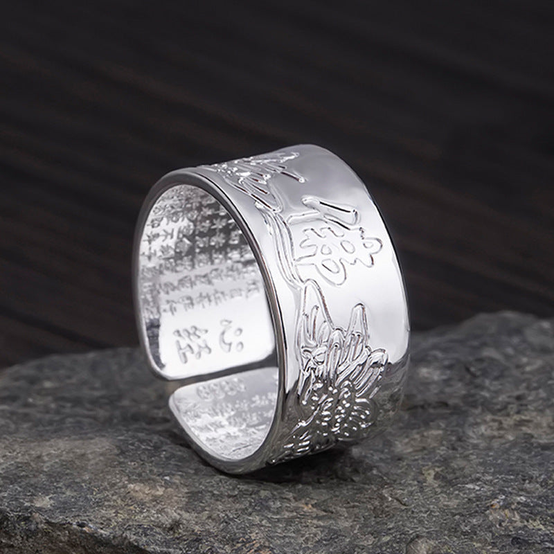 Ancient Silver Ring Creative Natal Buddha Ring Buddhist Jewelry Personalized Ring