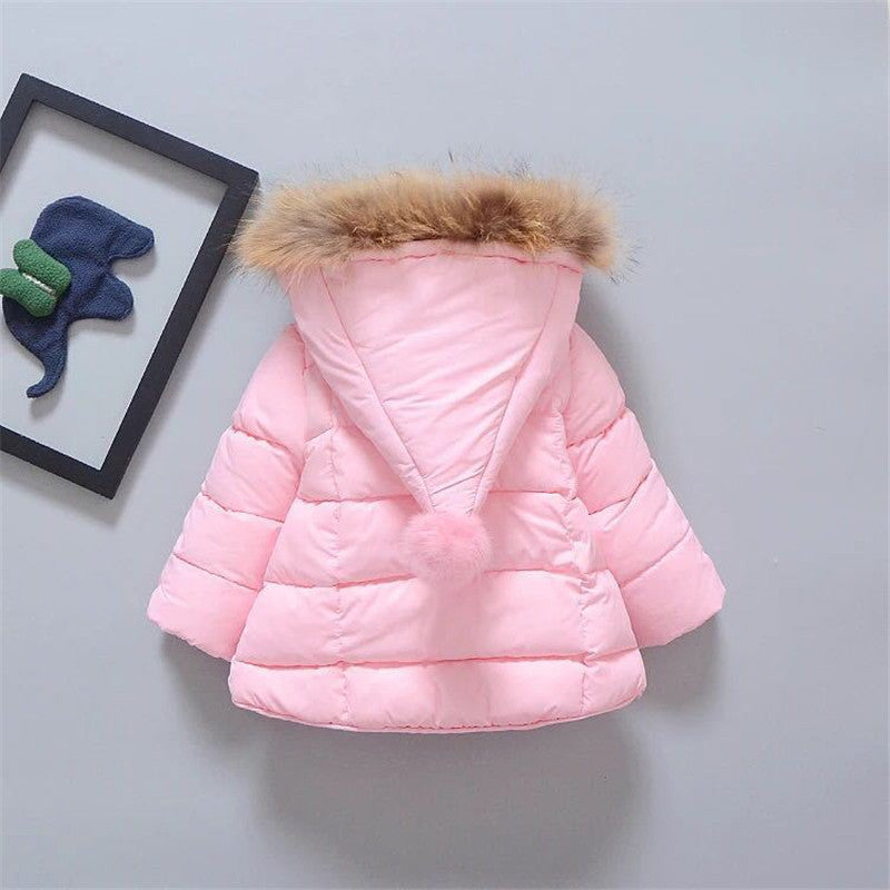 Boys Thickened Children's Down Padded Jacket With Real Fur Collar