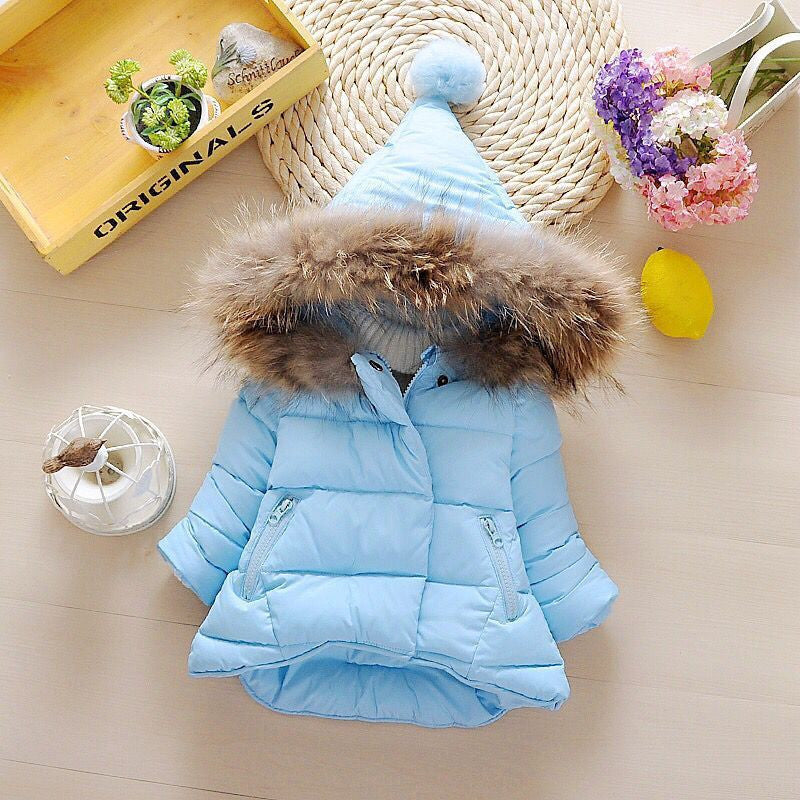 Boys Thickened Children's Down Padded Jacket With Real Fur Collar