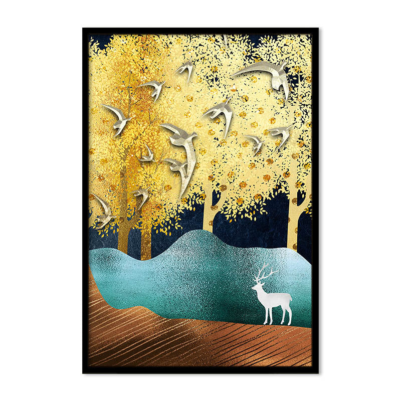 Living Room Mural Sofa Background Wall Elk Hanging Paintings