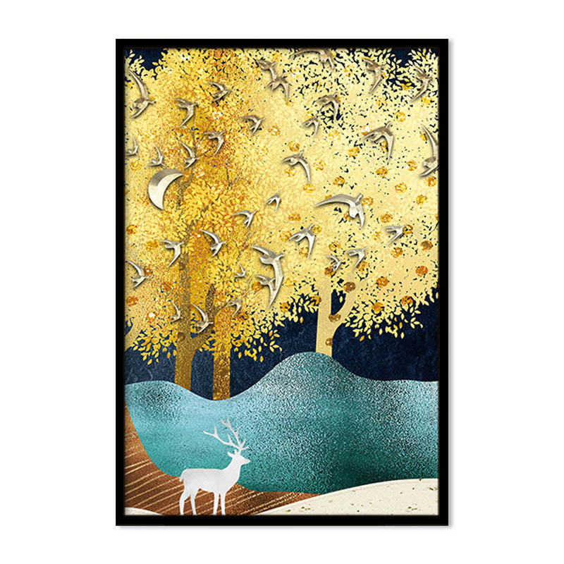 Living Room Mural Sofa Background Wall Elk Hanging Paintings